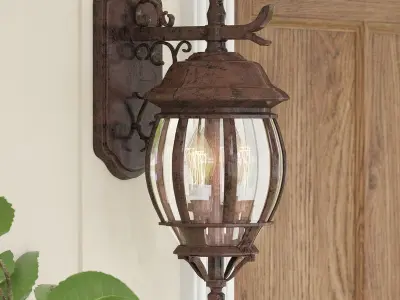 Gillian Beveled Glass Outdoor Wall Lantern - 3 Colour 3D model