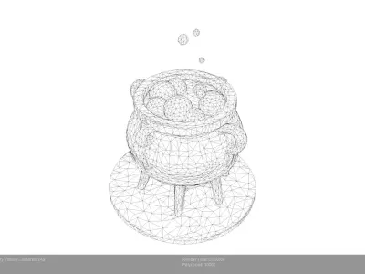 Low Poly Stylized Healty Potion Cauldron Low-poly 3D model