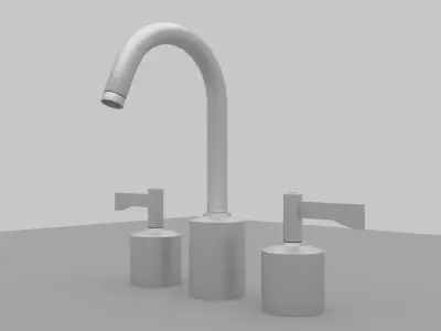 Sink Faucet Set Low-poly 3D model