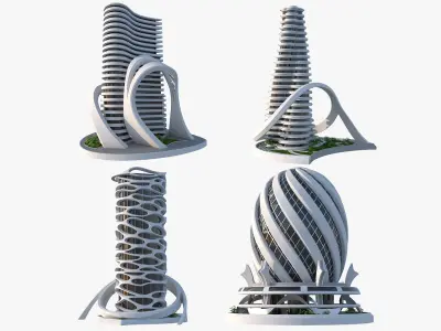 Sci-Fi Futuristic Buildings - High-Quality Pack 3D model