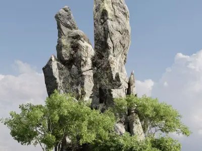Rocky Cliff with Vegetation Vol 337 3D model