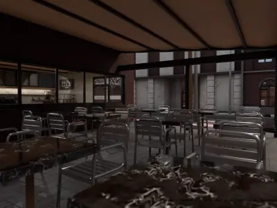 Cafeteria - Coffe Shop - Interior and Exterior 3D model