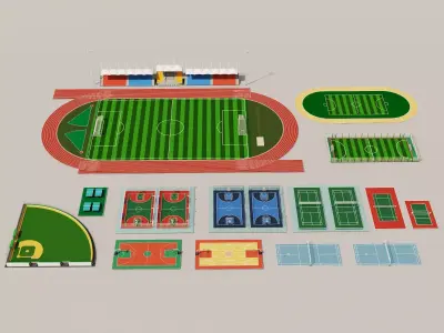 Modular Sports Facilities   Low-poly 3D model