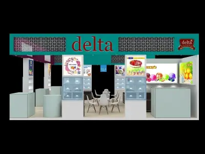 10 mtr x 9 mtr 3 side open exhibition stands 3D print model