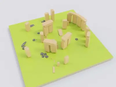 Stonehenge landmark  toon 3d model  Low-poly 3D model