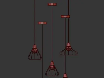 GRID4 modern cage pendant lights for living room 3D model