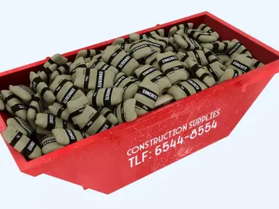 Industrial Container with concrete sacks 2 3D model