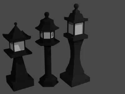 Japanese outdoor lamp Low-poly 3D model