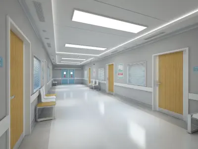 Hospital Corridor and Furniture 3D model