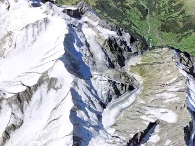 Mountain landscape and city Grindelwald Switzerland 3D model