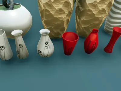 Plants and vases Low-poly 3D model