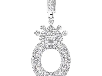 Crown Initial  O  Letter Pendant 3D print model