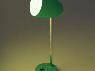  Blue desk lamp that turns on its light with rig 3D model