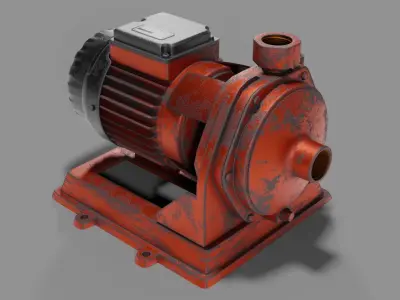  Rusty Barrels on Pallets and Old Centrifugal Pump 