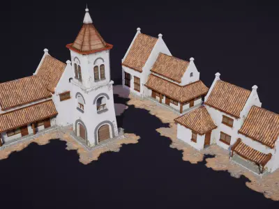 Old Batavia City Town Tavern Merchantile Static Meshes for Games Low-poly 3D model