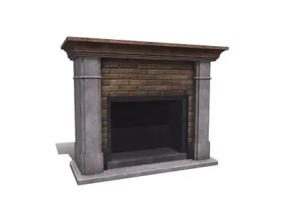 Fireplace Low-poly PBR Free low-poly 3D model