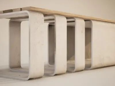 Bench made of concrete Free low-poly 3D model