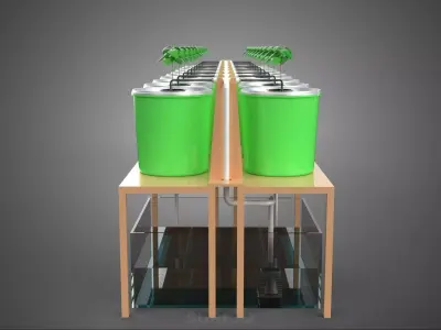 DIY DUTCH BUCKET HYDROPONIC SYSTEM SETUP GREENHOUSE BATO GARDEN 3D model
