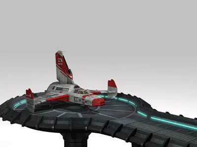 Spaceship with landing dock 3D model