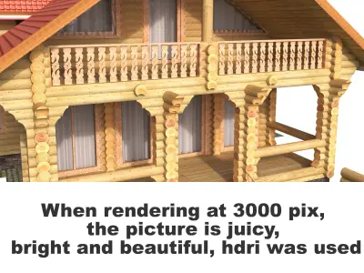 Log house constructor kitbash 3D model