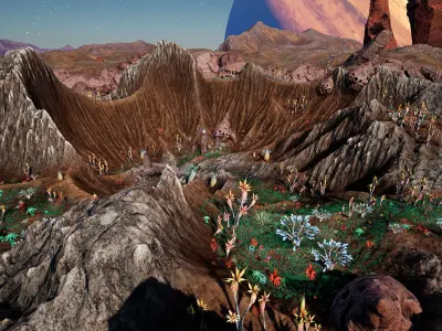 Alien Planet Fantasy Environment - Desert Oasis UE4 Low-poly 3D model