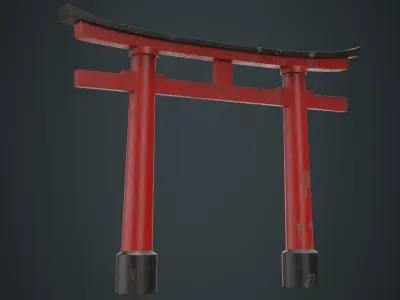 Torii Gate 1B Low-poly 3D model