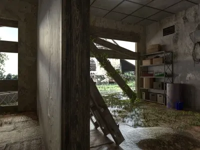 Abandoned House Garage 3D model