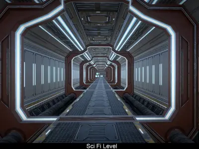 Sci Fi level Low-poly 3D model
