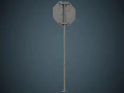 Stop Sign 1B Low-poly 3D model