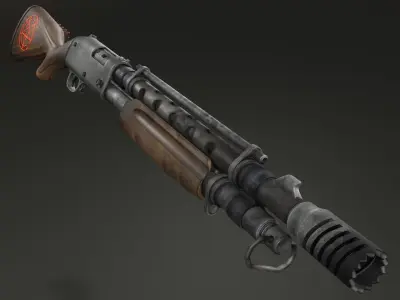 Stylized shotgun Low-poly 3D model