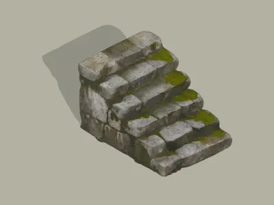 Ancient stone stairs  Low-poly 3D model purchase