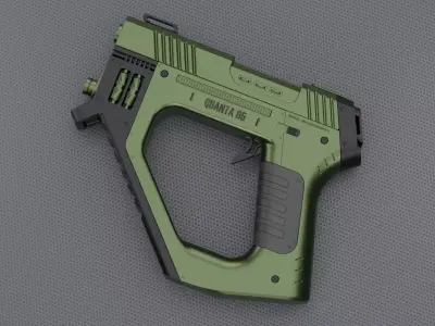 Quanta 05 SciFi Concept Futuristic Handgun Green Color 3D model
