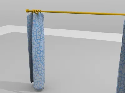 Open Double Curtains simulations  Low-poly 3D model