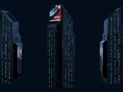 Sci-fi Buildings Pack 10 Low-poly 3D model
