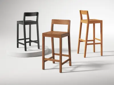 Sit Barstool Wooden Seat 3D model