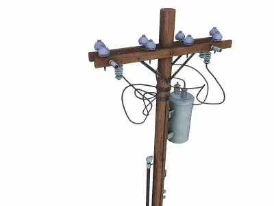 Countryside Electric Pole Low-poly PBR Low-poly 3D model