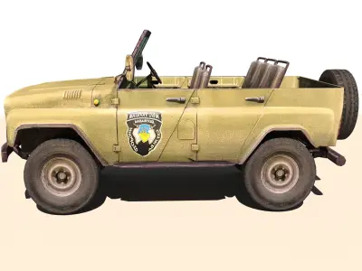 Uaz Russian Army Vehicle Lowpoly Low-poly 3D model