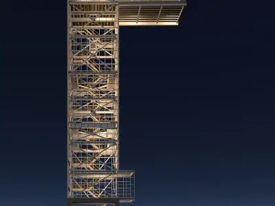 Industrial tower building in structure 26i08 3D model