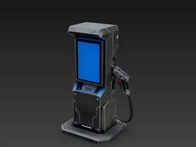 Futuristic Hydrogen Fuel Station Unit 3D Model Low-poly 3D model