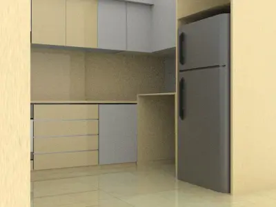 Modern Kitchen Minimalist Design with Built-in Oven Low-poly 3D model