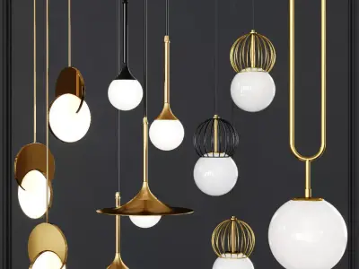 Pendant lights set 024   3D model