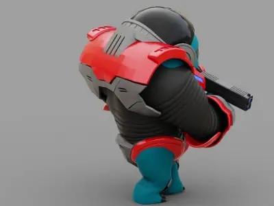 Toon Alien Trooper  rigged  - animated character 3D model