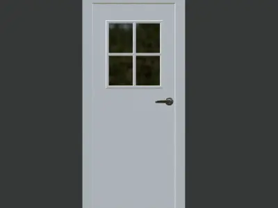 White Door with Four Panel Window 3D model