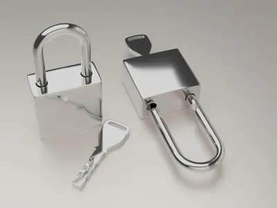 Chromium Padlock 3D model