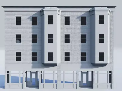 Urban Street Scene Unit - Classical Shops and Apartments 3D model