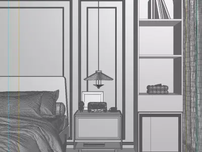 French Style Bedroom Low-poly 3D model