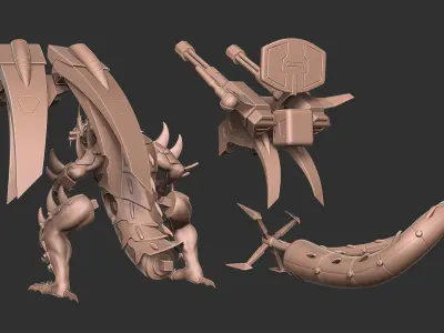 Mecha Dragon Sci-fi Armored Creature 3D Model 3D print model