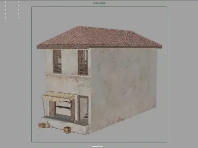 Indian Village House and Street Shop - Medieval Shop - 2 floors 3D model