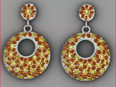 Earrings full of oval stones 3D print model