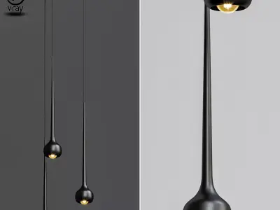 Falling Water Trio Round Suspension Lamp 3D model